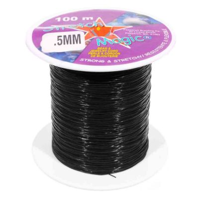 Craft County Stretch Magic Cord  3, 5, 25, 50 or 100 Meter, Black, Pearl, Clear