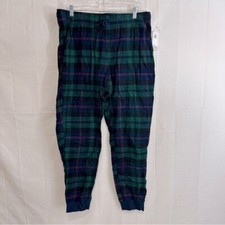 Old Navy Unisex Matching Family Green Navy Plaid Pajama Loungewear Pants Large