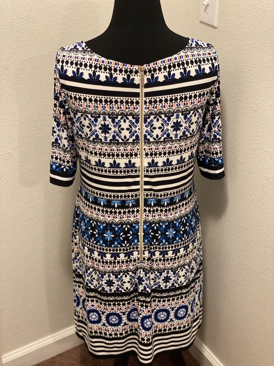 Eliza J Printed Sheath Jersey Dress Shift Stretch Multicolor Size 6 | eBay