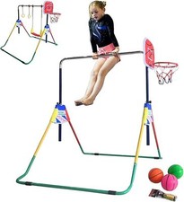 4-in-1 Kids Jungle Gym: Monkey Bar, Deluxe Swing Set, Trapeze Rings, Basketball