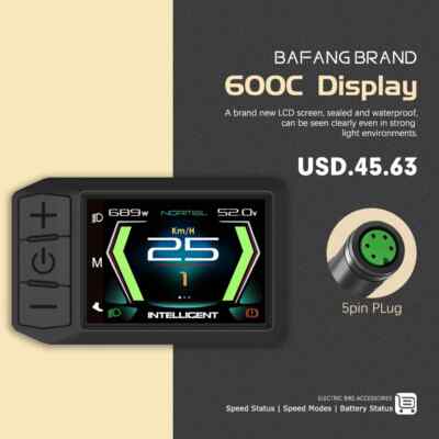 E-bike Display LCD 600C Computer 9 PAS for Mid Drive Motor BBS01 BBS02B BBSHD