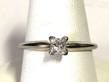  1,849 retail,14k white gold princess Diamond Solitaire Engagement Ring .28CT