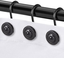 Black Shower Curtain Hooks, Rust Proof Decorative Shower Curtain Rings for Ba...