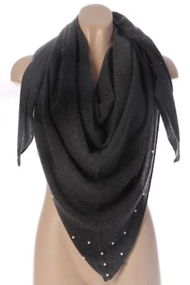 Zwillingsherz Dreieckstuch Tuch Schal anthrazit grau uni Perlen mit Kaschmir