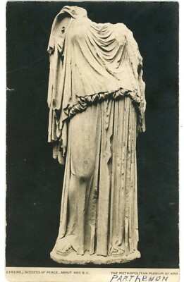 NYC NY Metropolitan Museum Art Eirene Goddess of Peace RPPC Postcard c1910