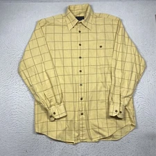 Scott Barber Shirt Mens Large Yellow Check Button Down Long Sleeve
