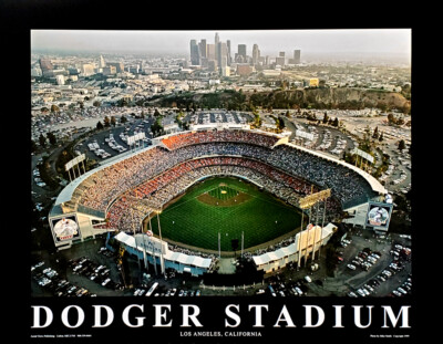 値段交渉OK！Dodger Stadium 40th記念ボール　Dodgers Los Angeles Dodgers DODGER STADIUM AT DUSK Premium Aerial 22x28