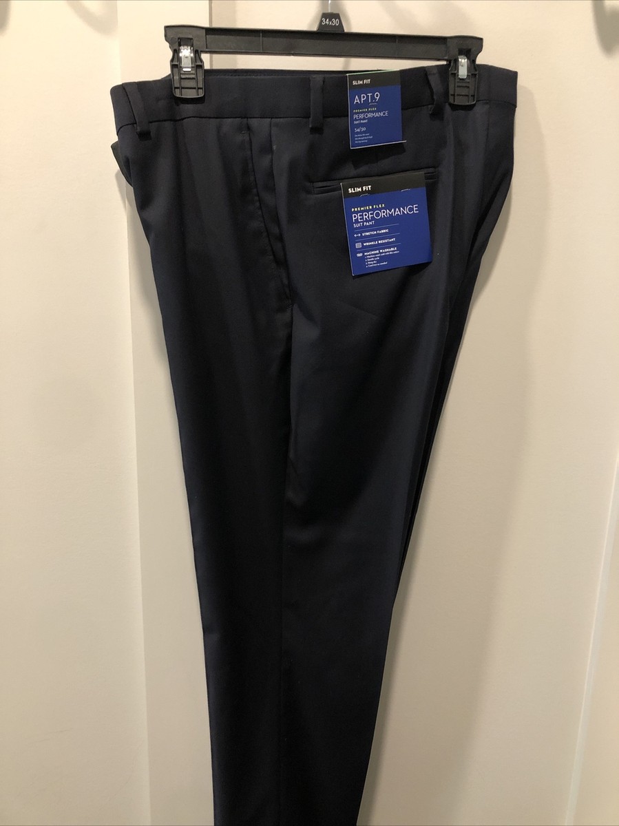 apt 9 slim fit dress pants Men's Apt. 9 Premier Flex Performance Slim-Fit Washable Suit Pants, Size: 34X30, Navy