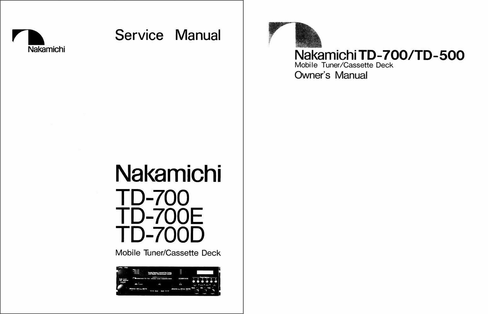 Nakamichi TD-700 Service & Owner’s Manual TD700 TD 700
