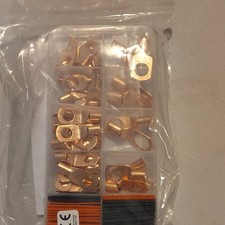 Copper Ring Crimp Terminals Assortment Kit, Wire Mount, Gold