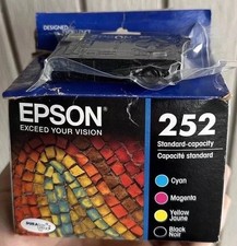 Epson 252 Black/Cyan/Magenta/Yellow Ink Cartridge Genuine OEM 09/19 BONUS BLACK