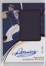 2020 Panini Immaculate Debut Jumbo Relics Red 1/49 Andres Munoz #DJA-AM Auto 5w7