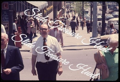 Albany New York Street Scene Cars People 35mm Slide 1970s