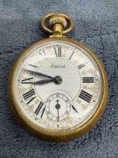 Vintage Made in Great Britain Sears Mechanical Wind Up Pocket Watch Locomotive