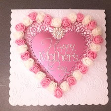 Mother's Day Card Luxury Boxed 3D Handmade,with  Roses (no pearls on front)