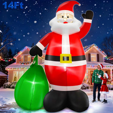 14 Ft by 8.5 Ft Giant Christmas Inflatable Santa Claus with Gift Bag Outdoor Dec
