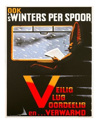 Vintage-Reiseplakat-Wandkunst � Retro-Winterszene mit Zug in st�dtisch