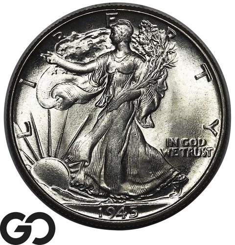 1945 Walking Liberty Half Dollar Solid Gem BU++