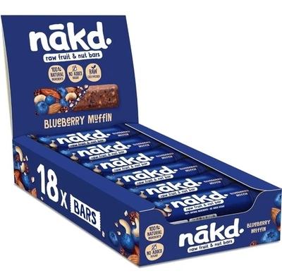 NATURAL BALANCE FOODS Nakd Blueberry Muffin Natural Fruit & Nut Bars Vegan Healthy Snack Gluten Free