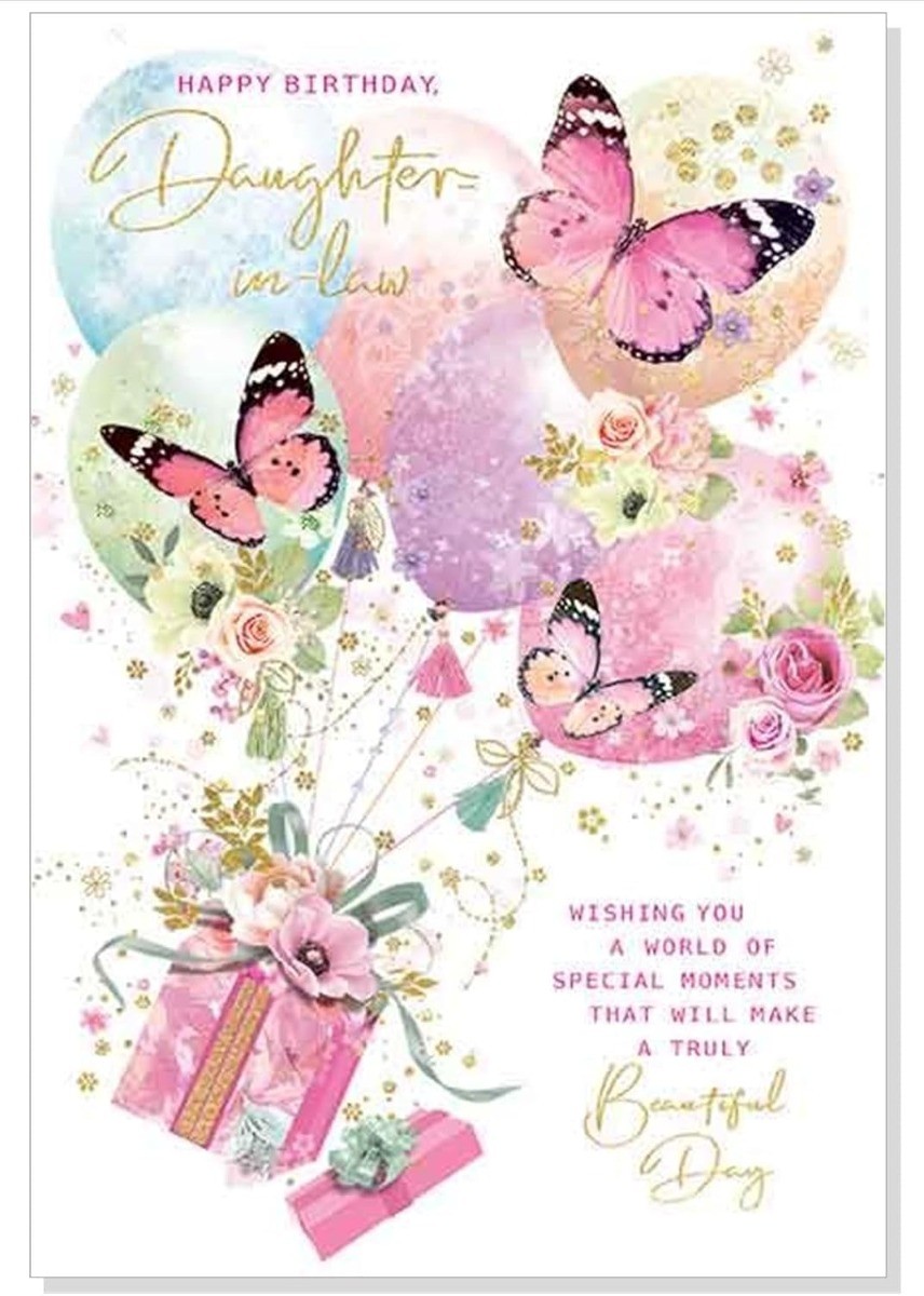 Daughter-in-Law Birthday Card. Butterflies Design. 23x15cm