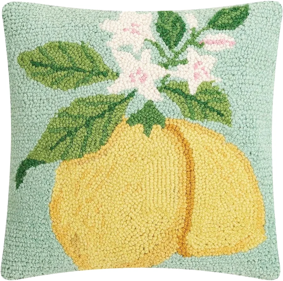 Peking Handicraft Lemons Poly Filler Hook Pillow 14x14"