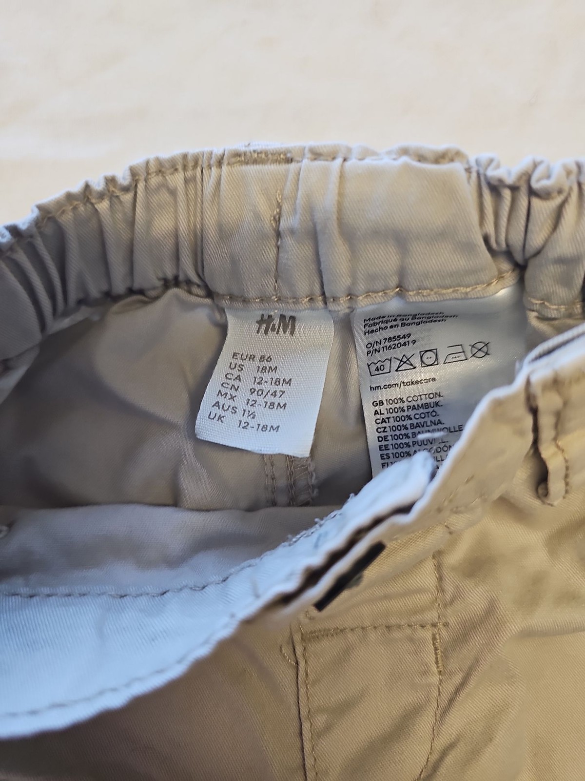 H&M Kids Beige Chino Trousers - 12-18 Months V849 image 2
