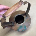 Antique Copper Tea Kettle with Wooden Handle Rustic Patina Décor Item — photo 5