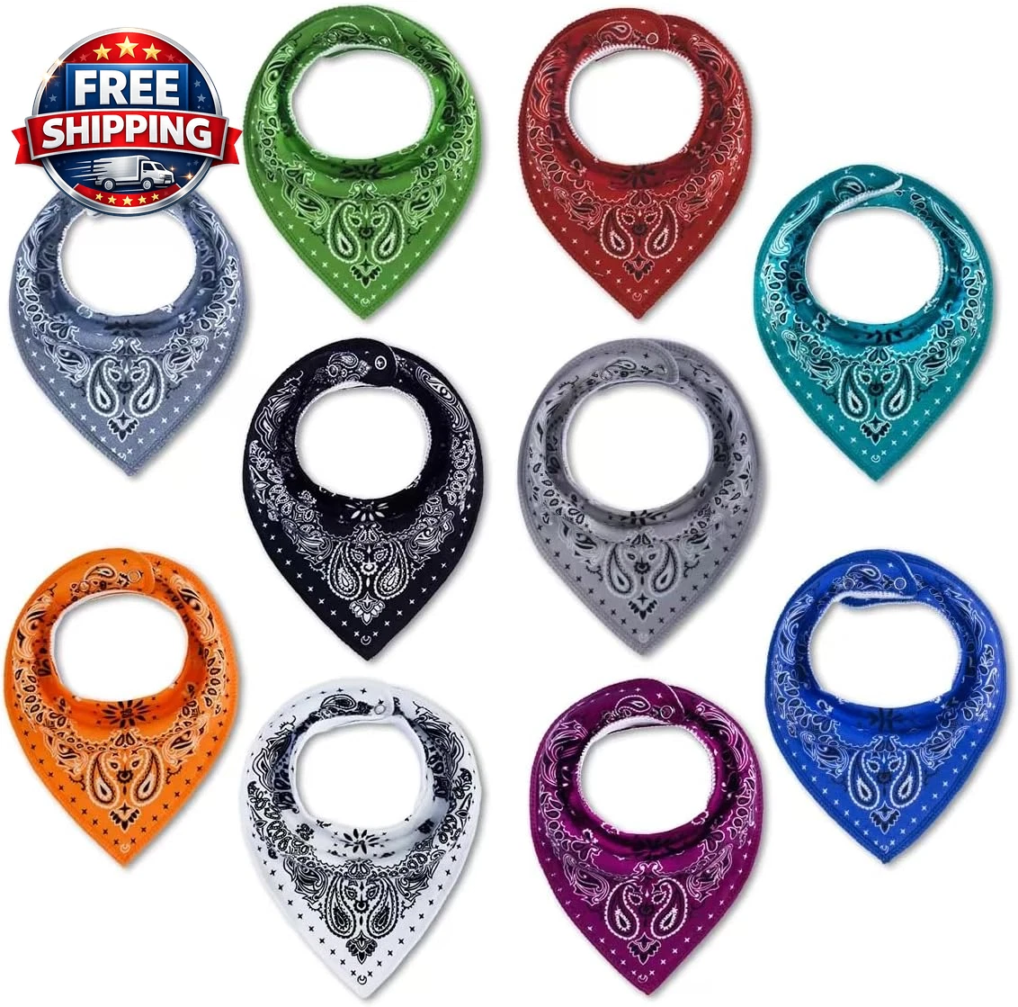 10 Pack Baby Triangle Bandana Bibs for Boys Girls for Drool Teething Eating with