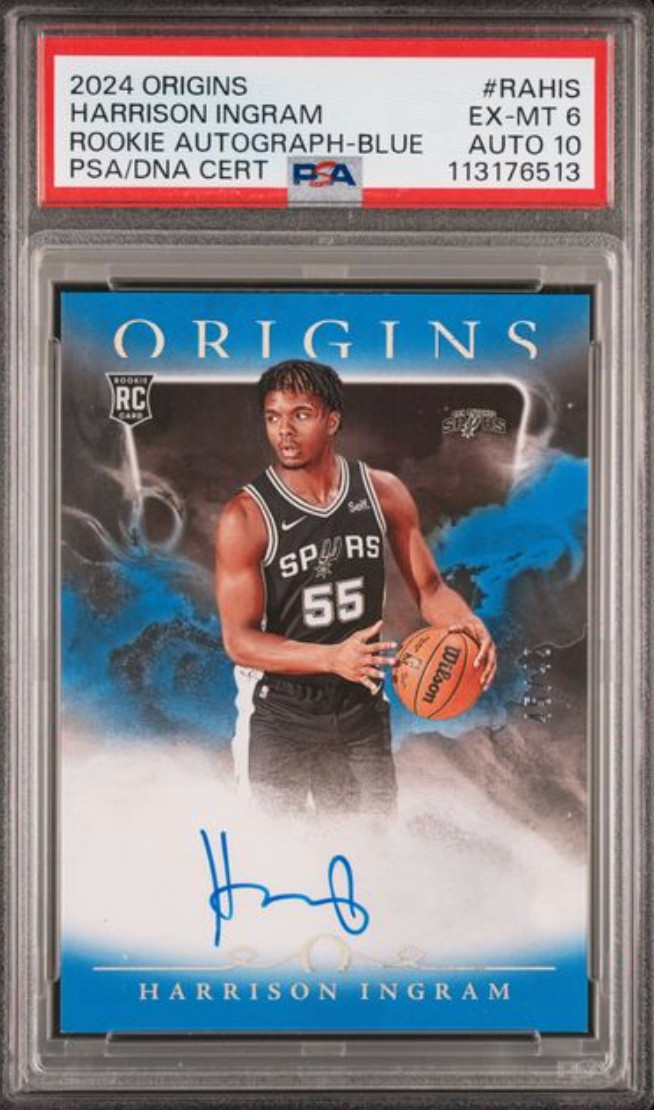 2024 ORIGINS #RAHIS HARRISON INGRAM ROOKIE AUTOGRAPH-BLUE PSA EX-MT 6 AUTO 10