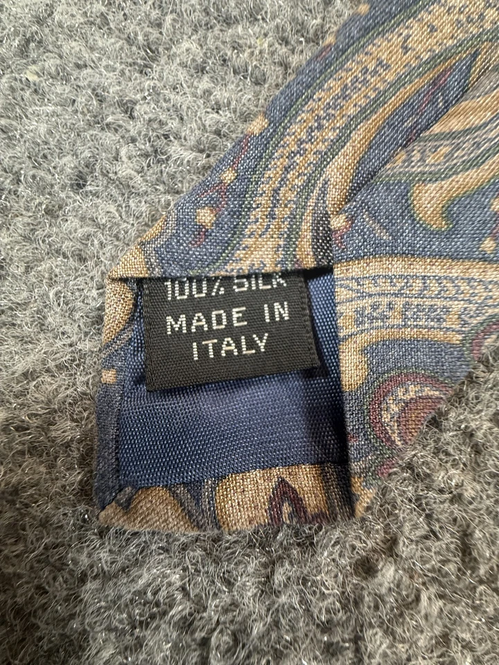 Corbata clásica Kuppeheimer para hombre azul dorado cachemira 100 % seda hecha en Italia Foto 4 de 4