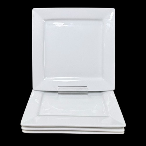 Canopy Square White Salad Plates HEAVY 8.5” Set Of 4