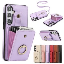 For Samsung Galaxy A57 A36 A26 A17 A06 Crossbody Ring Wallet Leather Phone Cover