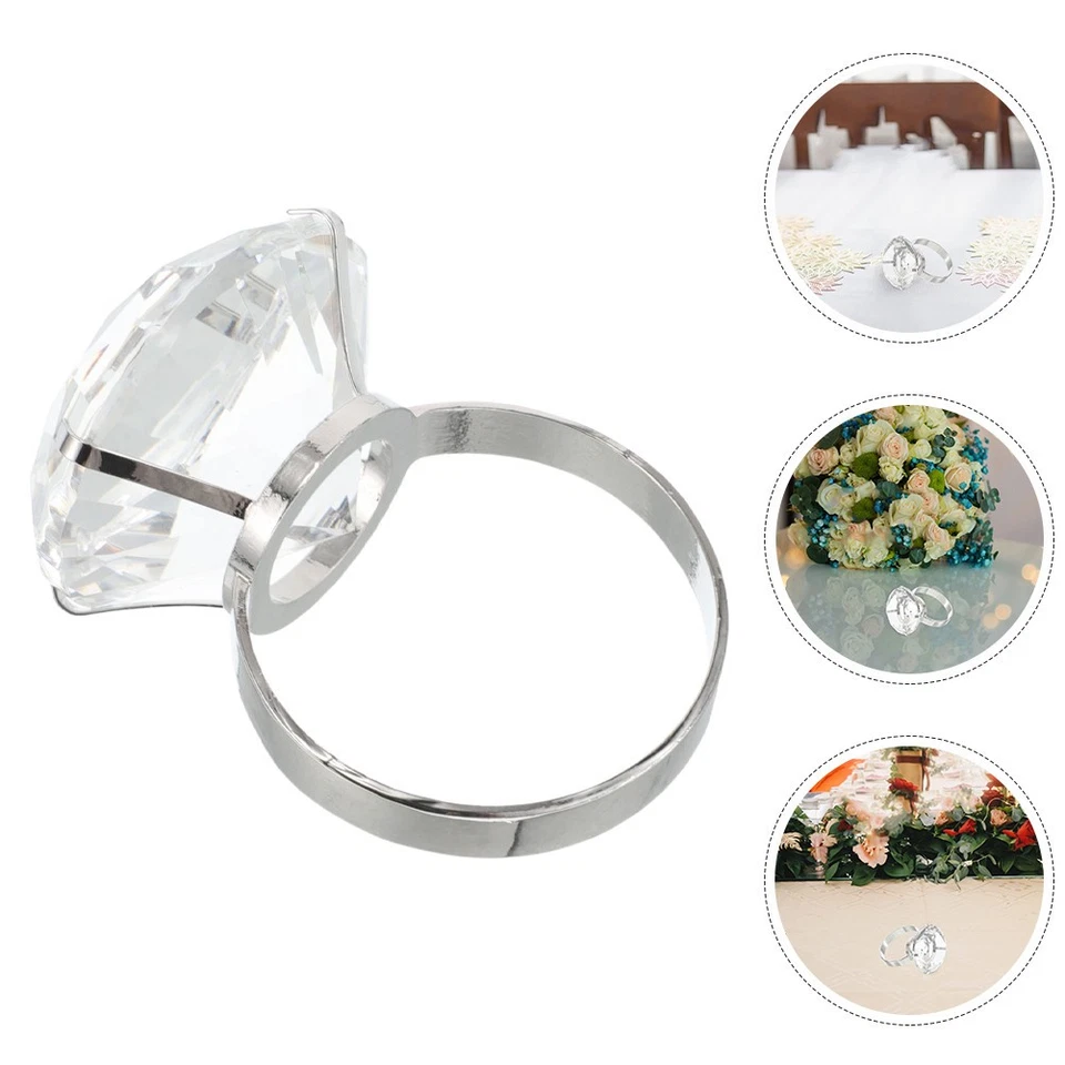  2 pezzi Anelli di strass per matrimoni Donne donne grandi imitazione cristallo - Immagine 2 di 4