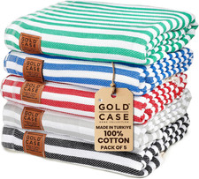 Gold CASE Turkish Beach Towel Set of 5   100 Cotton Large Turkish Bath Towel...
