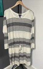 Gap Women’s Large T Shirt Dress Long Sleeve Drawstring Waist Nautical Beachy