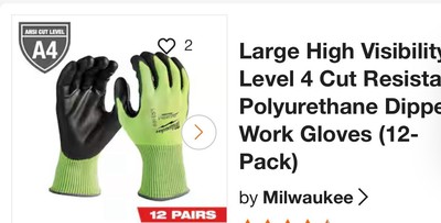 Medium High Vis.  Level 4 Cut Resistant Polyurethane Dipped Work Gloves (12-Pack
