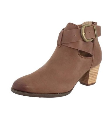 Vionic Rory Womens Size 6.5 Upright Brown Leather Ankle Boot Arch Support Insole