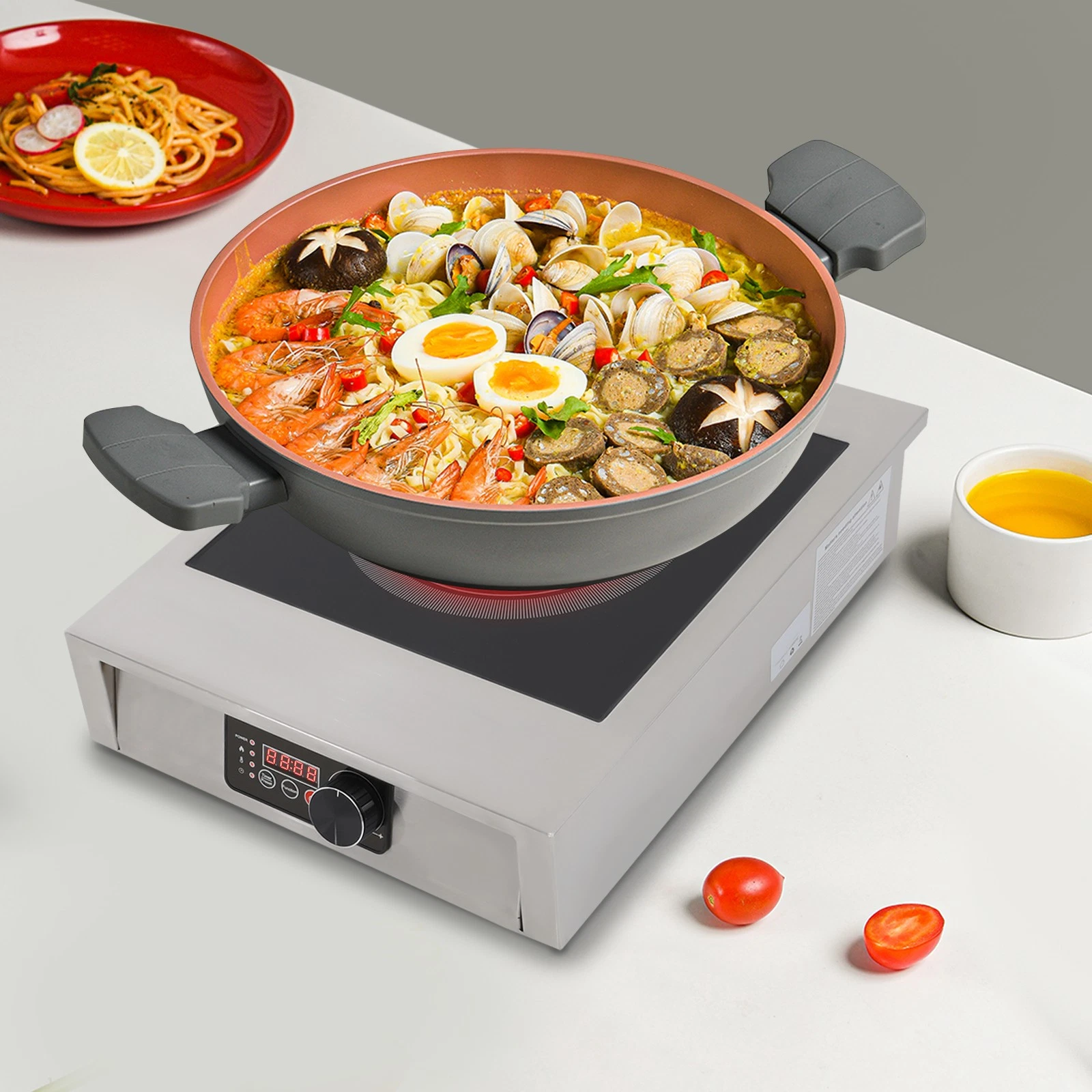 Induction Cooktop, Commercial Grade Portable Cooker, Large 12” Stainless Steel