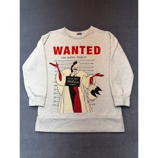 Disney Cruella Villian Sweatshirt 3/4 Sleeves Size Medium Heather Grey