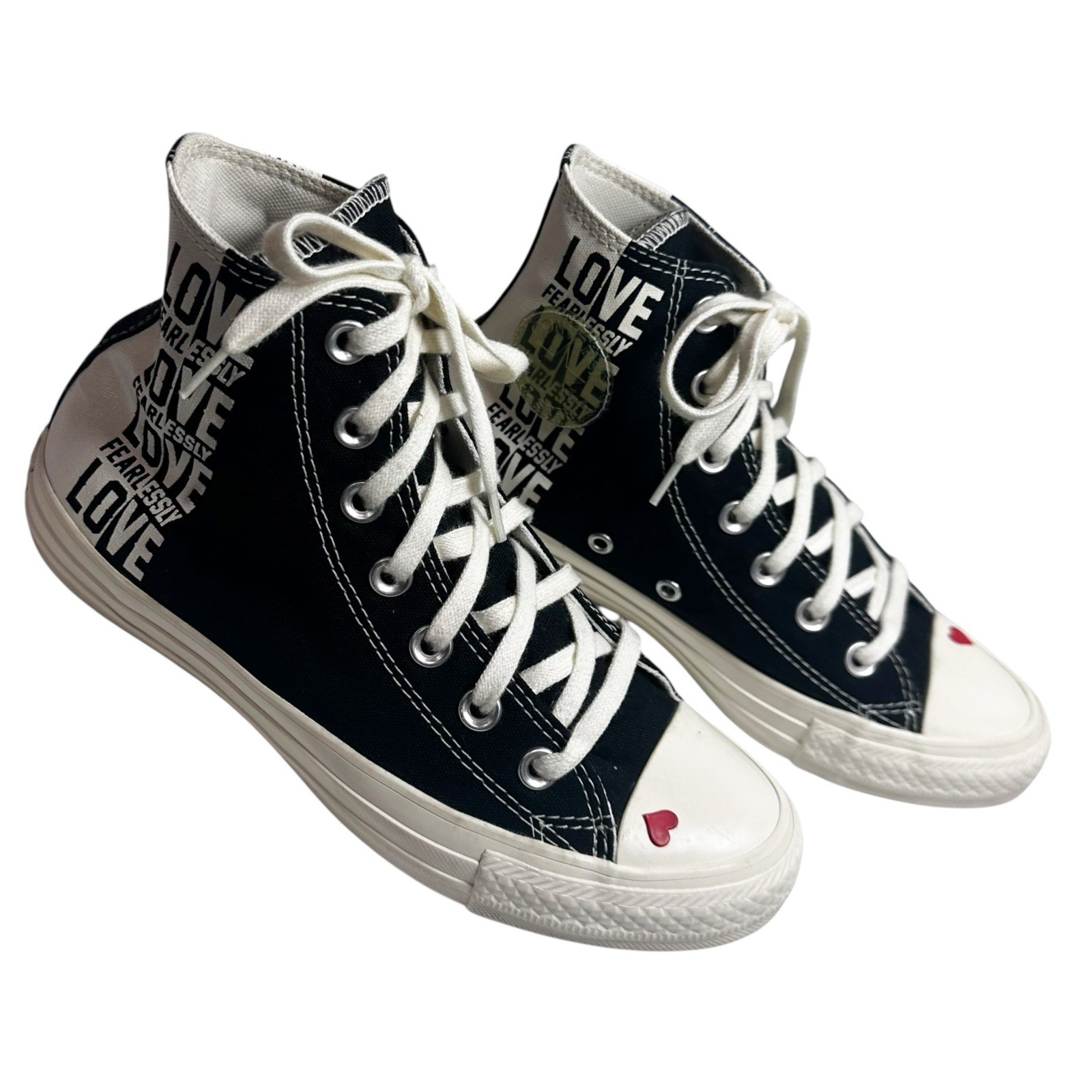 Carefully Chosen ❤️ love-print Converse high tops sneakers. thumbnail 8
