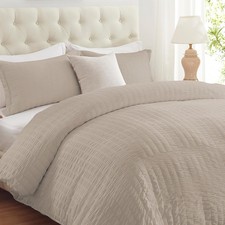 Linen Duvet Cover Full Size, 3 Pieces Bedding Duvet Covers, Soft Breathable