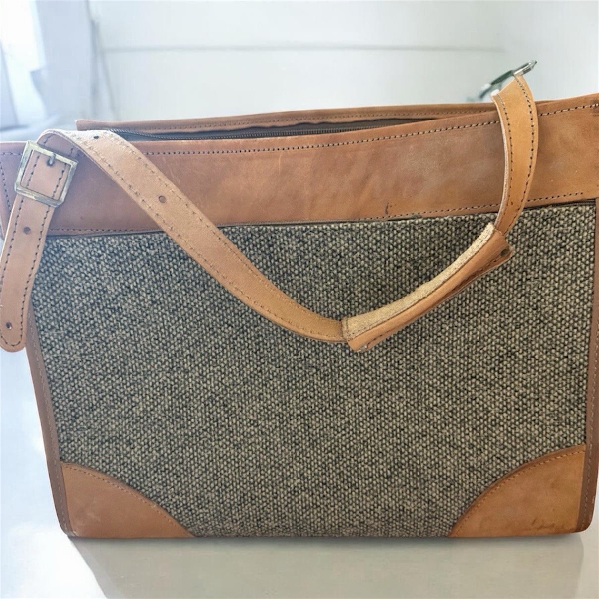 Vintage Hartmann Tweed & Leather Weekender Carry On Travel Bag