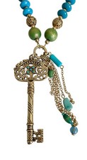 Bijoux Terner Key Tassel Pendant Beaded Neckl...