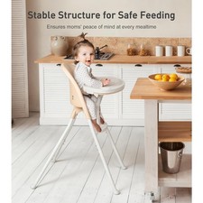 Mallify foldable high chair with removable double tray, beige.