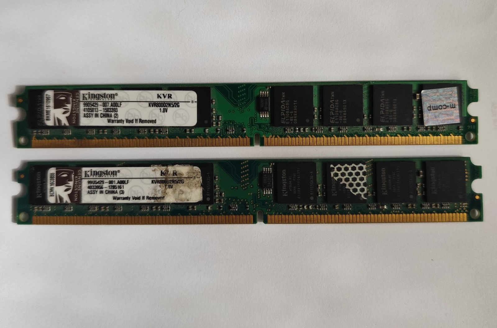 2x 2GB = 4GB Kingston KVR800D2N5/2G Low Profile Memory RAM PC2-6400U DDR2-800MHz