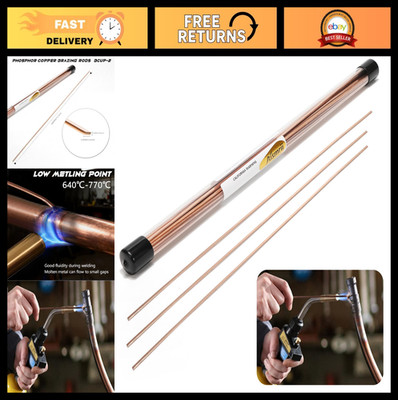 Copper Phosphorus Brazing Rods for HVAC & Refrigeration - 15.7'' Length, Low Melt