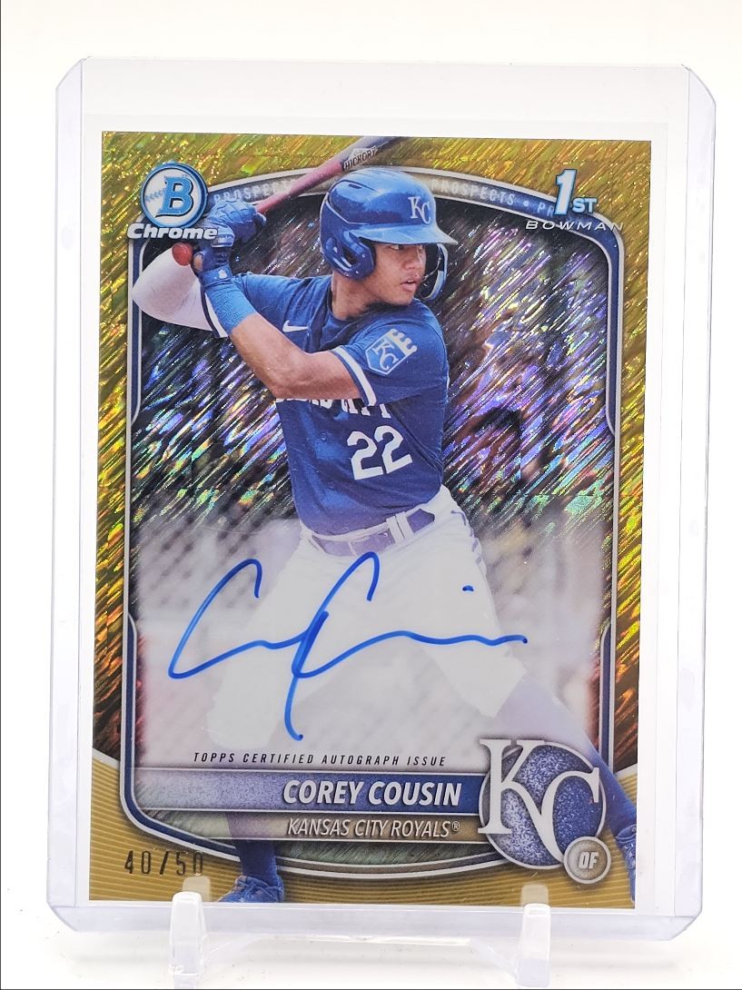 COREY COUSIN 2025 BOWMAN CHROME 1ST GOLD SHIMMER AUTO /50 Q2754