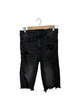 American Eagle Super High Rise Biker Jean Shorts Distressed Denim Women s Size 6
