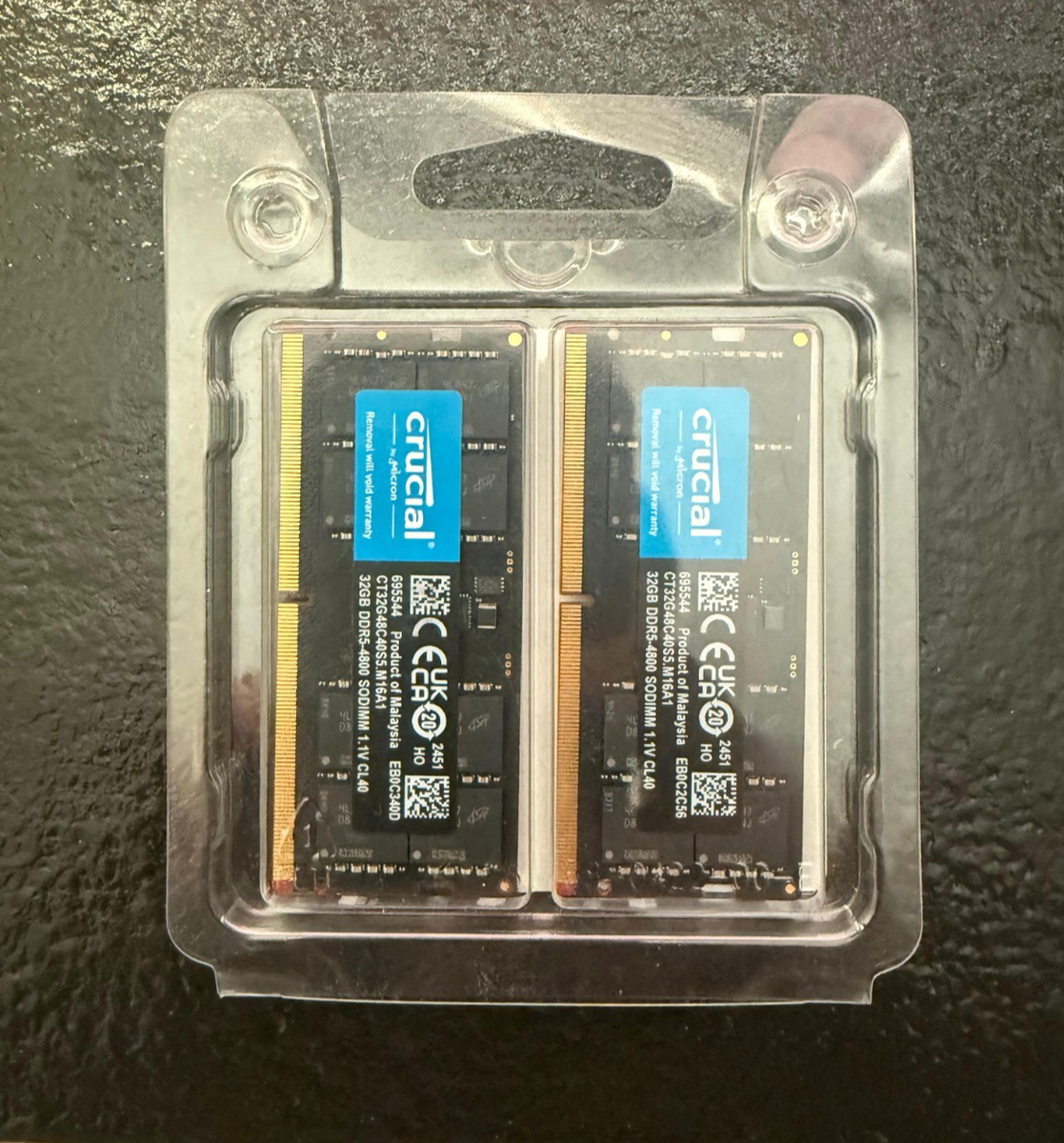Crucial 64GB DDR5-4800 SO-DIMM Laptop Memory (2x32GB) RAM PC5