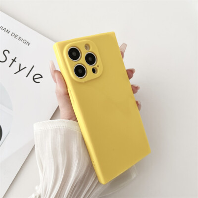 For iPhone 16 Pro 15 14 13 12 11 XR Square Solid Color Shockproof TPU Phone Case